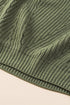 Hollow-Out Puffy Sleeve Drop Shoulder Round Neck Knit Pullover Sweater